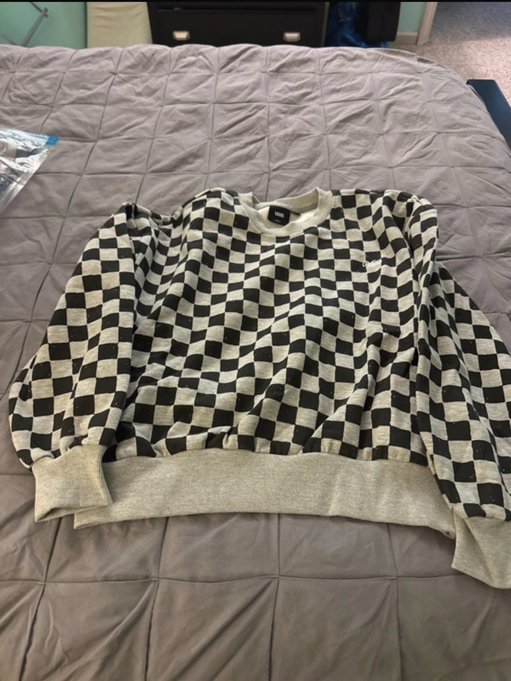Vans Black & Gray Checkerboard Crew Sweatshirt